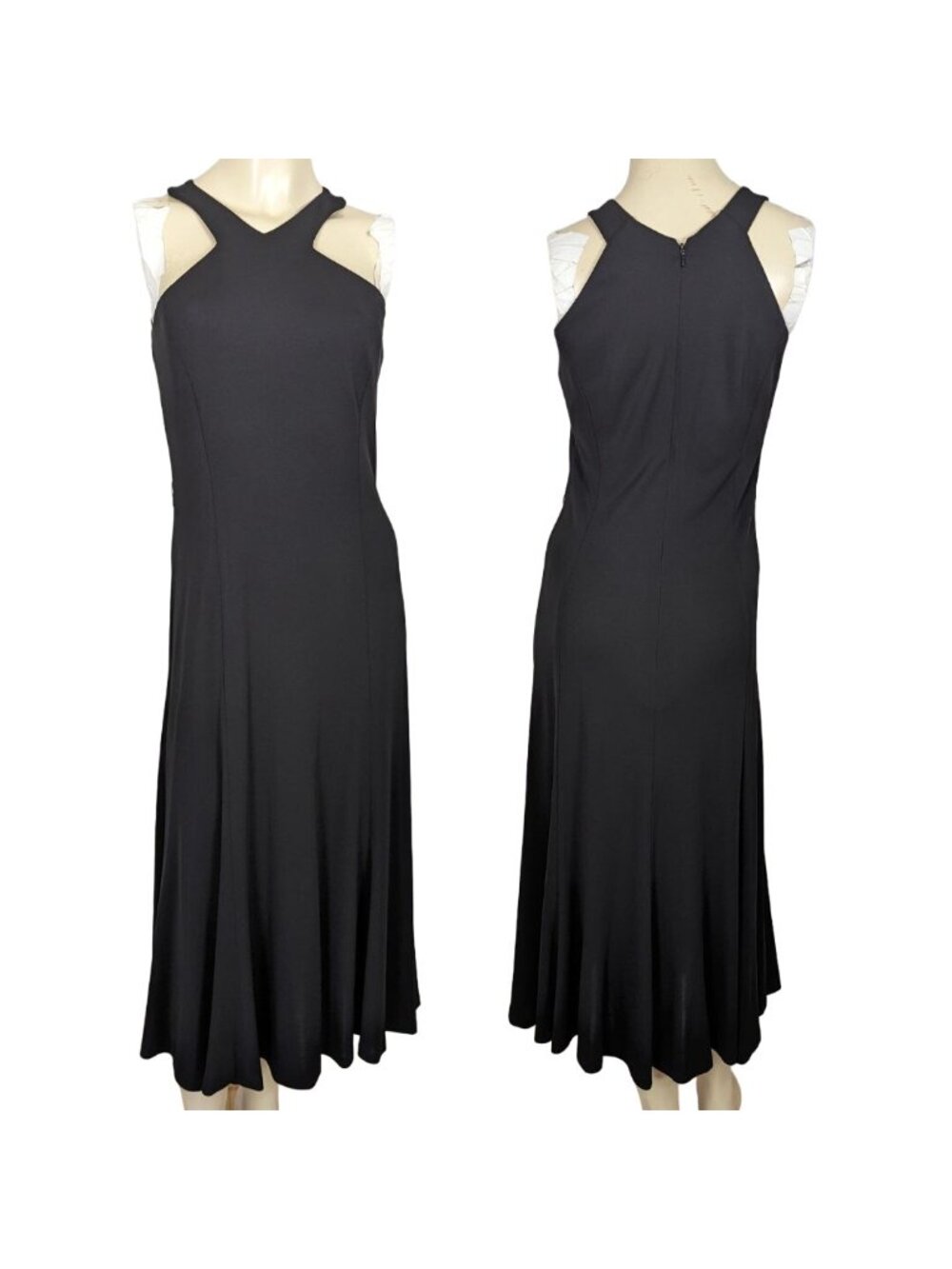 LAUREN RALPH LAUREN Cocktail Party Evening Criss Cross Black Midi Dress sz 4 - Picture 2 of 16